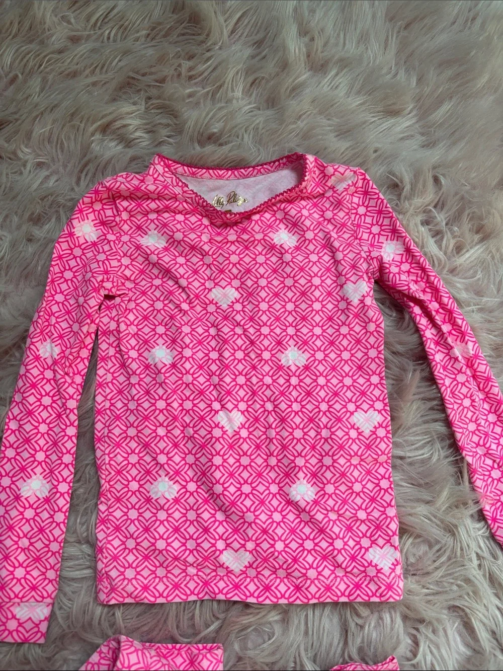 Lilly Pulitzer Bright Pink Geo & Cloud Long-Sleeve Pajama Set